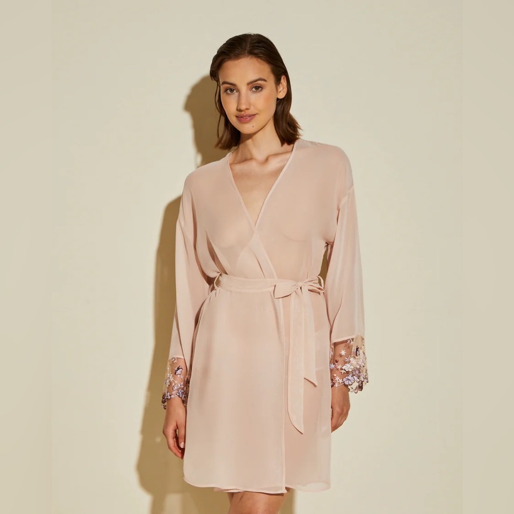 Cosabella Abri Robe Sheer Blush Pink Women's Dressing Gown